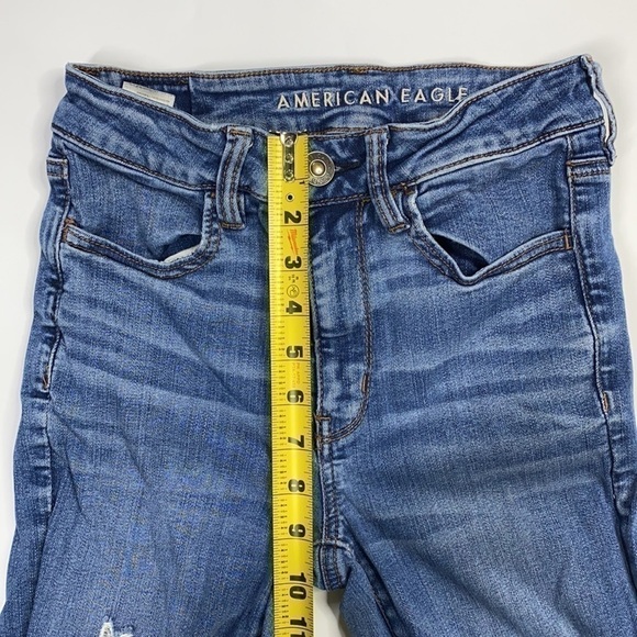 American Eagle Next Level Stretch Hi-Rise Distressed Jegging 6 Long - Picture 10 of 14